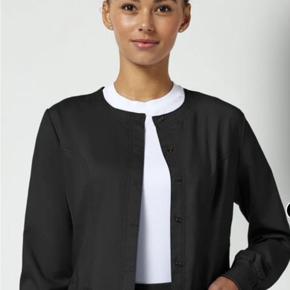 Women's Snap Front Crew Neck Scrub Jacket